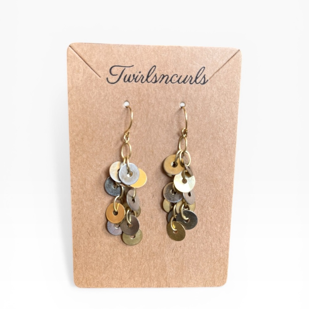 Gold Plated Sterling Silver Dangly Sequin Earrings
